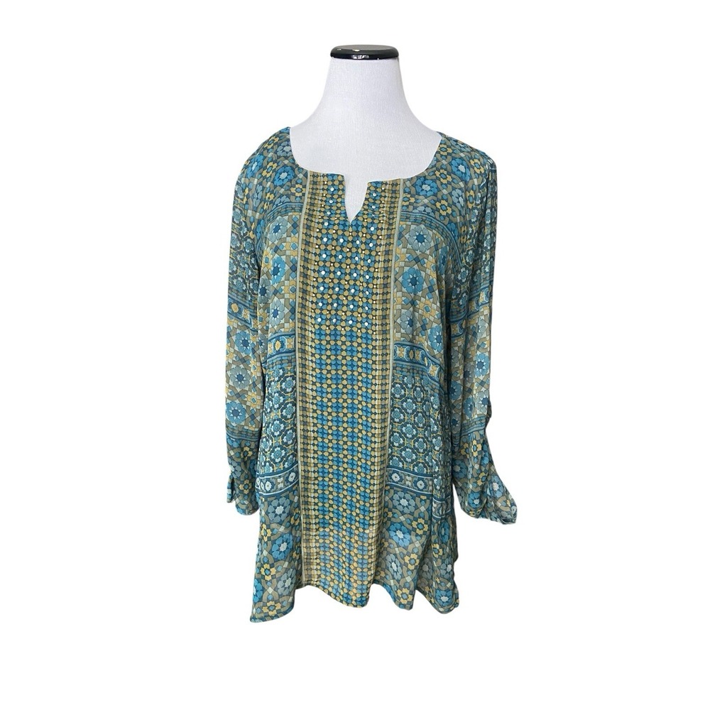 Miraclebody by Miraclesuit Shaping Tunic Top Size L Green Slimming Tummy Control